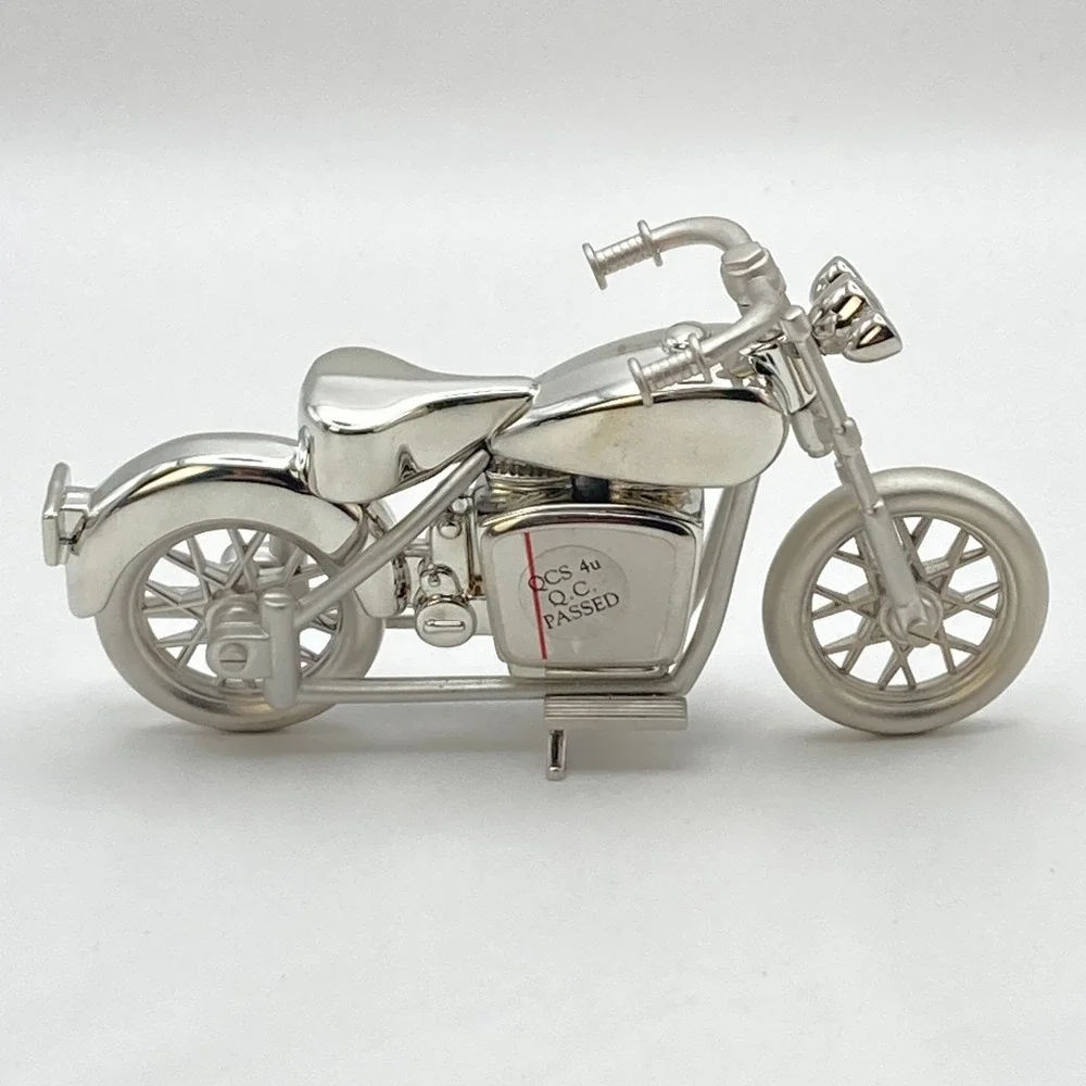 Timex Motorcycle Desk Clock Silver Tone Gift Novelty New Battery Works!!